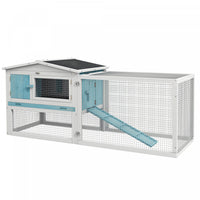 Pawhut 61'' L 2-story Rabbit Hutch Bunny Cage Small Animal House With Pull Out Tray, Detachable Run,