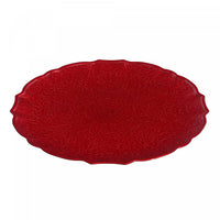 Round Serving Plate Textured Red - Set of 6