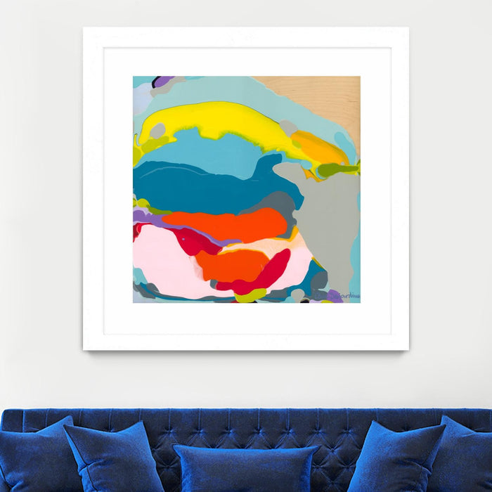 \"Free Falling\" Matted and Framed White 36x36 Wall Art