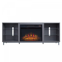 Brighton Modern 2-Piece Electric Fireplace in Black and Gray 