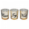 Glass Tealight Holders Joy/noel/peace - Set of 3 Candle Holder