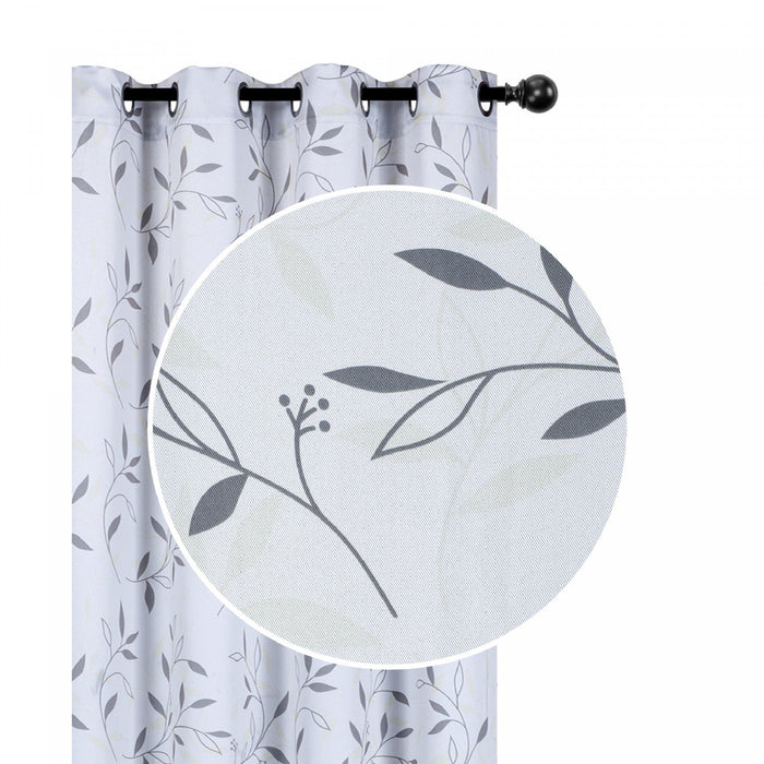 Decorative Polyester Panel Leafy Silver 84\" - Set of 2 Drapes and Blinds