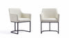 Serena Modern Metal Vegan Leather Armchair in Ivory - Set of 2 Dining Chair 