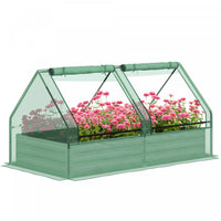 Outsunny 6' X 3' Raised Garden Bed With Mini Greenhouse, Galvanized Outdoor Planter Box With Cover,