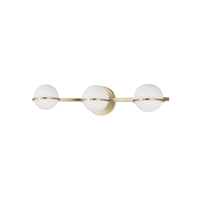 Dainolite Sofia 3 Light Vanity Light Aged Brass White Opal Glass Lamp