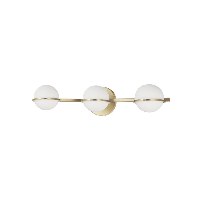 Dainolite Sofia 3 Light Vanity Light Aged Brass White Opal Glass Lamp