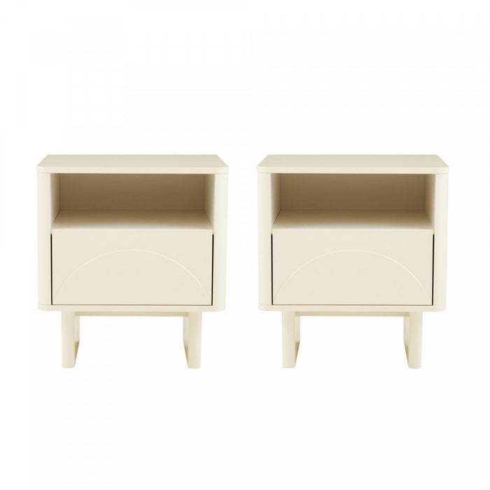 Ella Modern 20\" Nightstand in Cream (1-Drawer) - Set of 2 