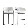 Augusta Modern Metal Upholstered Barstool in White - Set of 2 