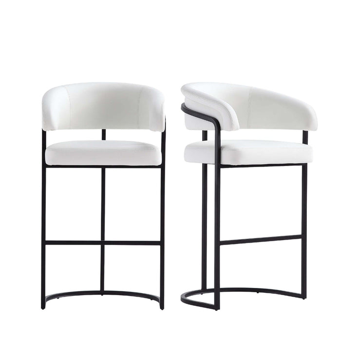 Augusta Modern Metal Upholstered Barstool in White - Set of 2 