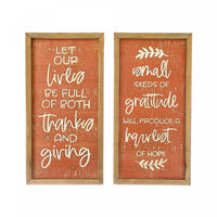 Framed Etched Wall Plaque Harvest/thanksgiving - Set of 2 Wall Decor