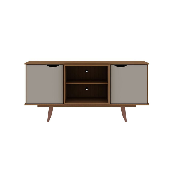 Manhattan Comfort Hampton 53.54\" TV Stand with 4 Shelves & Solid Wood Legs - Off White