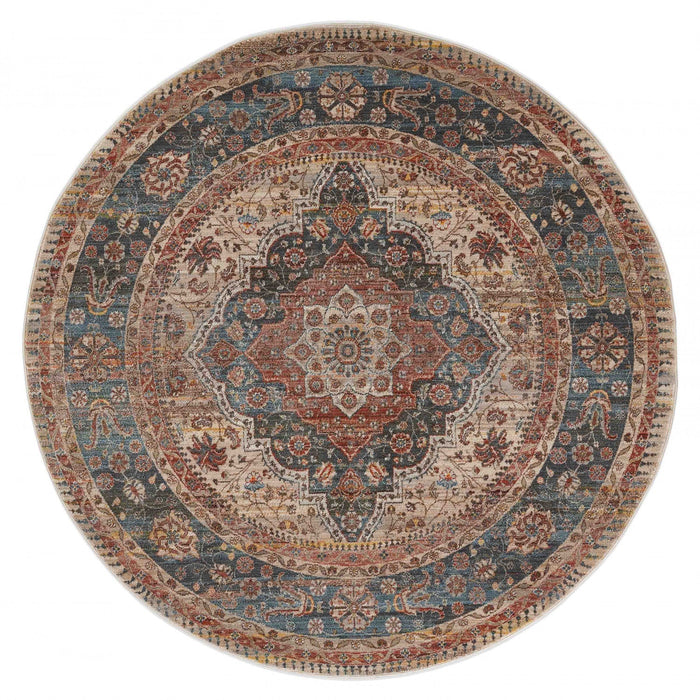 Irina Traditional 5'0\" x Area Rug in Multi Indoor Area Rug 