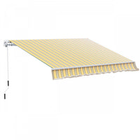 Outsunny 12' X 10' Retractable Awning Patio Sun Shade Shelter With Manual Crank Handle, Uv & Water-r