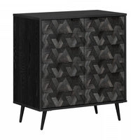 Oxford 2-Door Storage Cabinet - Black Oak & Dark Grey