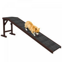 Pawhut Pet Ramp Bed Steps For Dogs Cats Non-slip Carpet Top Platform Pine Wood 74