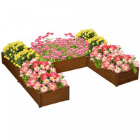 Outsunny DIY 5-box Raised Garden Bed Outdoor Flower Bed Set, Brown