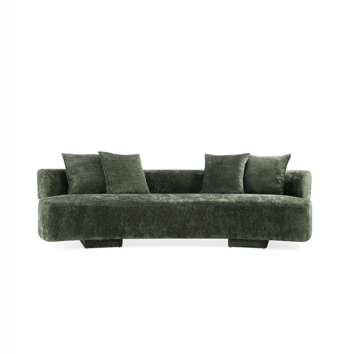 Verandah Mid-Century Modern 112\" Chenille Sofa in Olive Green 