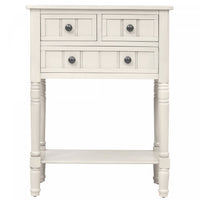 Olivia Solid Wood Console Table With Drawers And Bottom Shelf - White 