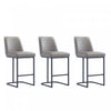 Serena Modern Metal Upholstered Counter Stool in Taupe - Set of 3 Bar Stool 
