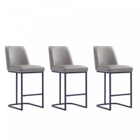 Serena Modern Metal Upholstered Counter Stool in Taupe - Set of 3 Bar Stool 
