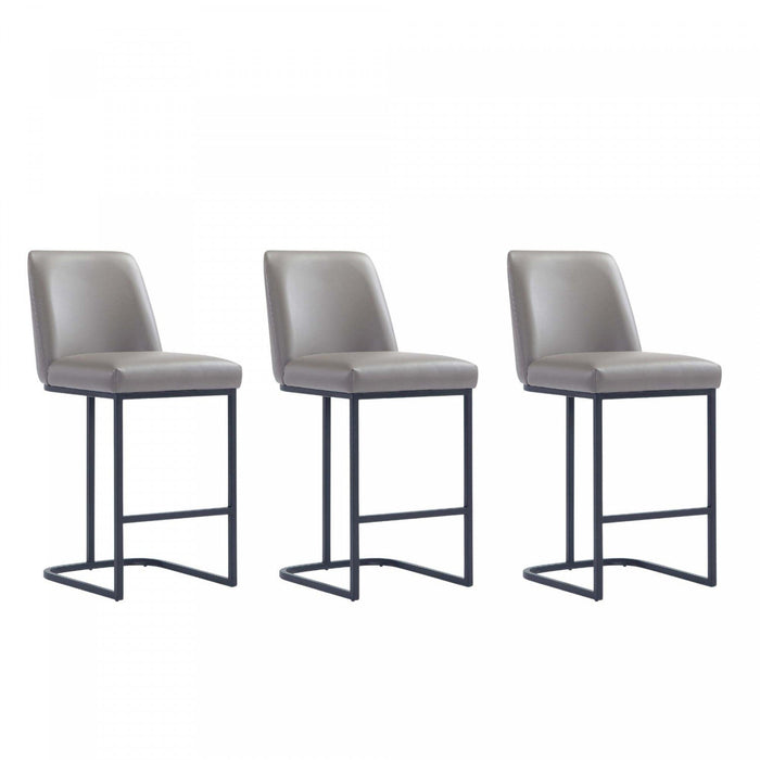 Serena Modern Metal Upholstered Counter Stool in Taupe - Set of 3 Bar Stool 