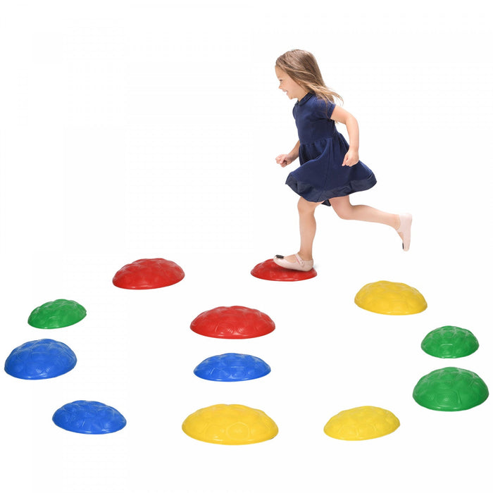 Outsunny Stepping Stones Kids With Anti-slip Mat, 12 Pcs Balance Stepping Stones Obstacle Course, In