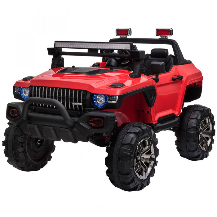 Aosom Kids Ride-on Car 12v Rc 2-seater Police Truck Electric Car For Kids With Full Led Lights, Mp3,