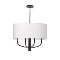 Dainolite Eleanor 4 Light Chandelier Matte Black White Fabric Shade Lamp