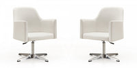Pelo Modern Vegan Leather Swivel Lounge Chair in White - Set of 2 Accent Chair
