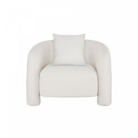 Sylvia Modern Glam Tweed Lounge Chair in Ivory 