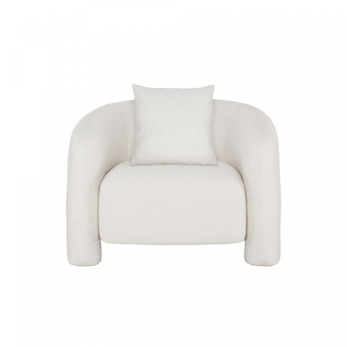 Sylvia Modern Glam Tweed Lounge Chair in Ivory 