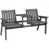 Outsunny Outdoor Wooden Bench With Middle Table And Umbrella Hole, Grey