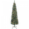 HOMCOM 7 ft Prelit Pencil Christmas Tree with Silver Glitter, Xmas Tree
