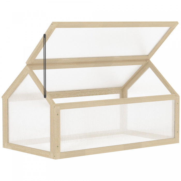 Outsunny Wooden Cold Frame Greenhouse Garden Portable Raised Planter With Openable Top For Indoor, O