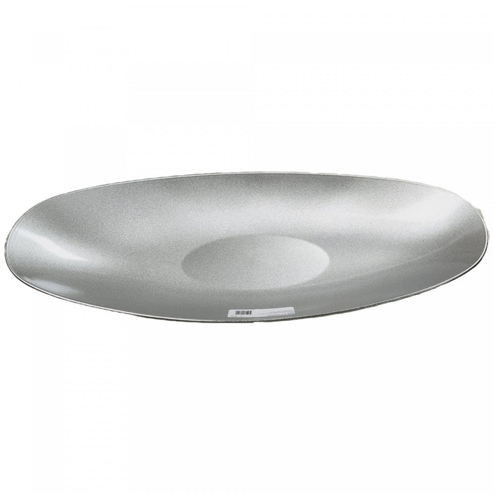 Oval Serving Tray with Handle Silver