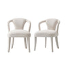 Palmer Mid-Century Modern Upholstered Tweed Armchair in Ivory - Set of 2 Dining Chair 