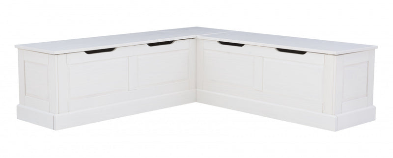Tobin Backless Corner Nook Dining Bench - White