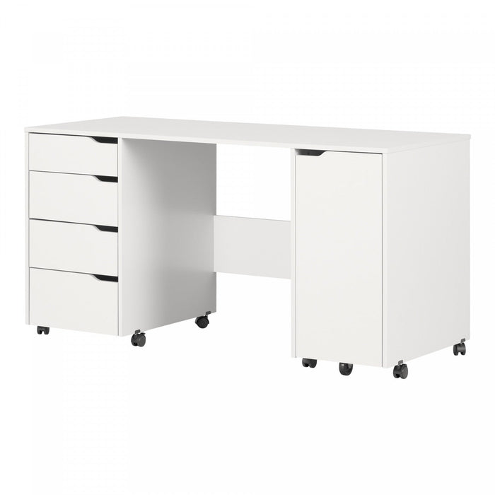Crea Sewing Craft Table On Wheels - Pure White 