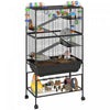 Pawhut Large Hamster Cage With 7" Deep Tray, 5 Tier Rolling Gerbil Cage With Storage Shelf, Big Exercise Wheel, Tube System, Hut, Platforms, Ramps, For Syrian, Gerbil, Rat
