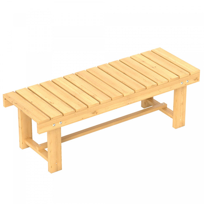Outsunny 43.25" Outdoor Wood Garden Bench Double Seat Natural