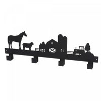 Metal Black 4 Hook Coat Hanger Farm Life Hooks