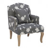 Kenna Embroidered Linen-Look Fabric Floral  Accent Chair - Grey