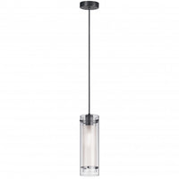 Dainolite Pasha 1 Light Pendant Matte Black Finish Clear/Frosted Glass Lamp