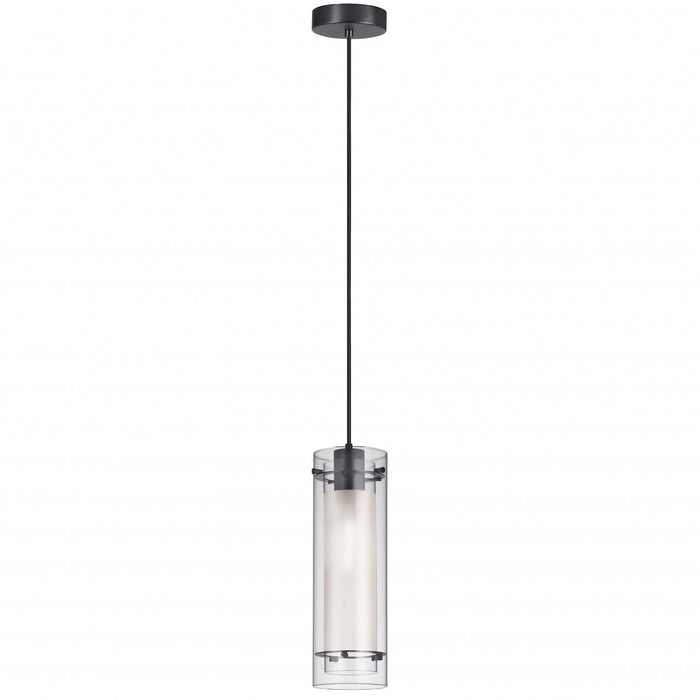 Dainolite Pasha 1 Light Pendant Matte Black Finish Clear/Frosted Glass Lamp