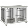 Pawhut 35in Dog Crate Furniture With Washable Cushion, Indoor Dog Kennel End Table With Adjustable F
