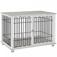 Pawhut 35in Dog Crate Furniture With Washable Cushion, Indoor Dog Kennel End Table With Adjustable F