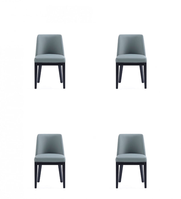 Gansevoort Modern Wood Vegan Leather Dining Chair in Pewter - Set of 4 