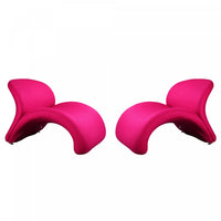 Rosebud Modern Wool Blend Accent Chair in Fuchsia - Set of 2 