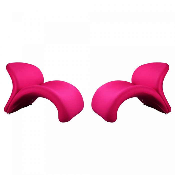 Rosebud Modern Wool Blend Accent Chair in Fuchsia - Set of 2 
