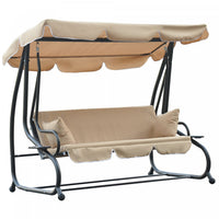 Outsunny 3-seat Outdoor Patio Swing Chair, Converting Flat Bed, Canopy Swing With Adjustable Shade, 